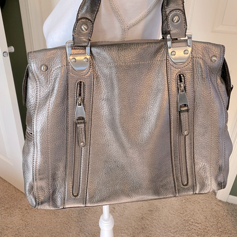 B MAKOWSKY - Large Tote - Gunmetal Chelsea N/S Tote - Genuine Leather